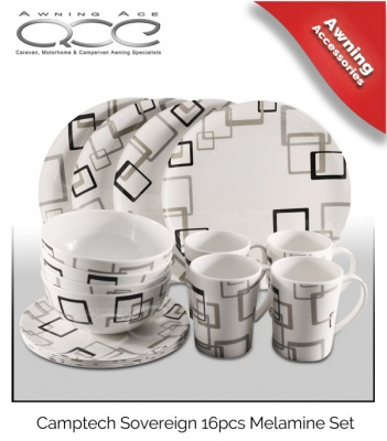 Camptech Sovereign Melamine Dinner Set - 16 Piece