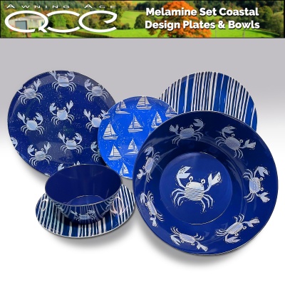13 Piece Coastal Blue Melamine Set