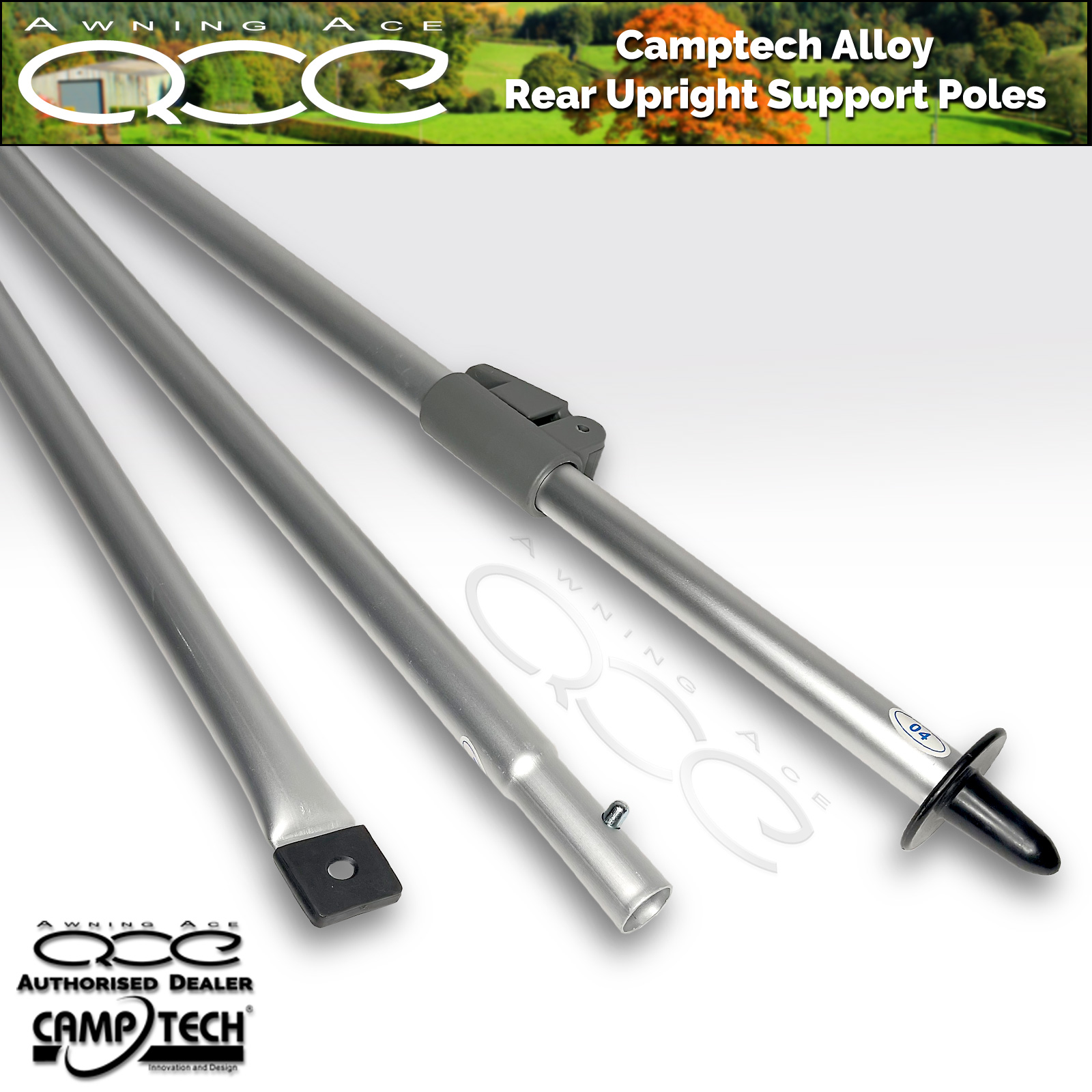 Camptech Airdream Air Awning Rear Upright Support Pole Set Pair Of 2 x New Poles