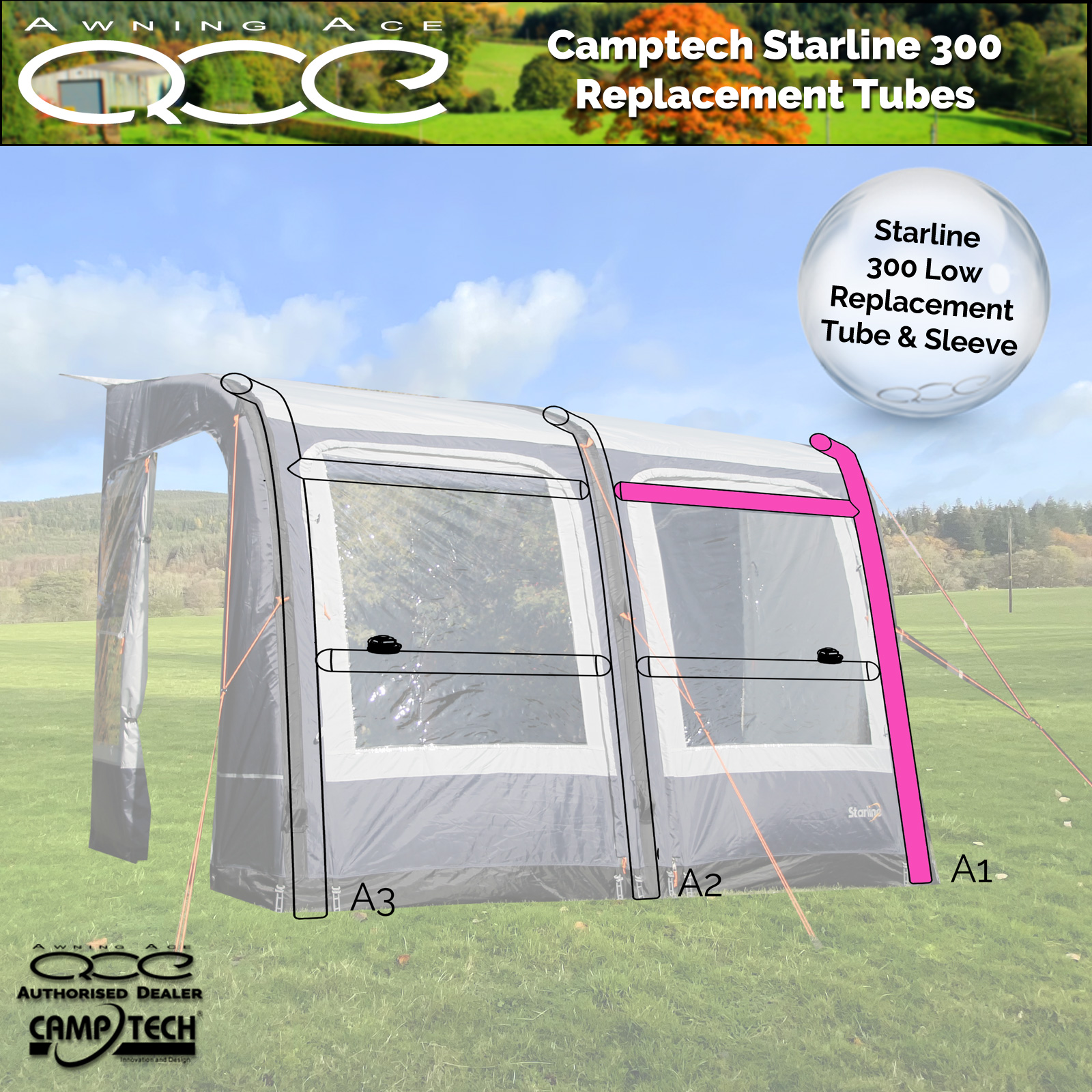 Camptech Starline Air 300 Awning Replacement Air Tubes