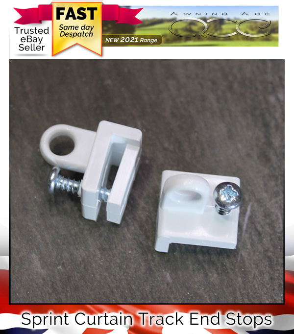 Sprint Swish Caravan Motorhome Curtain Track End Stops (Pack of 2