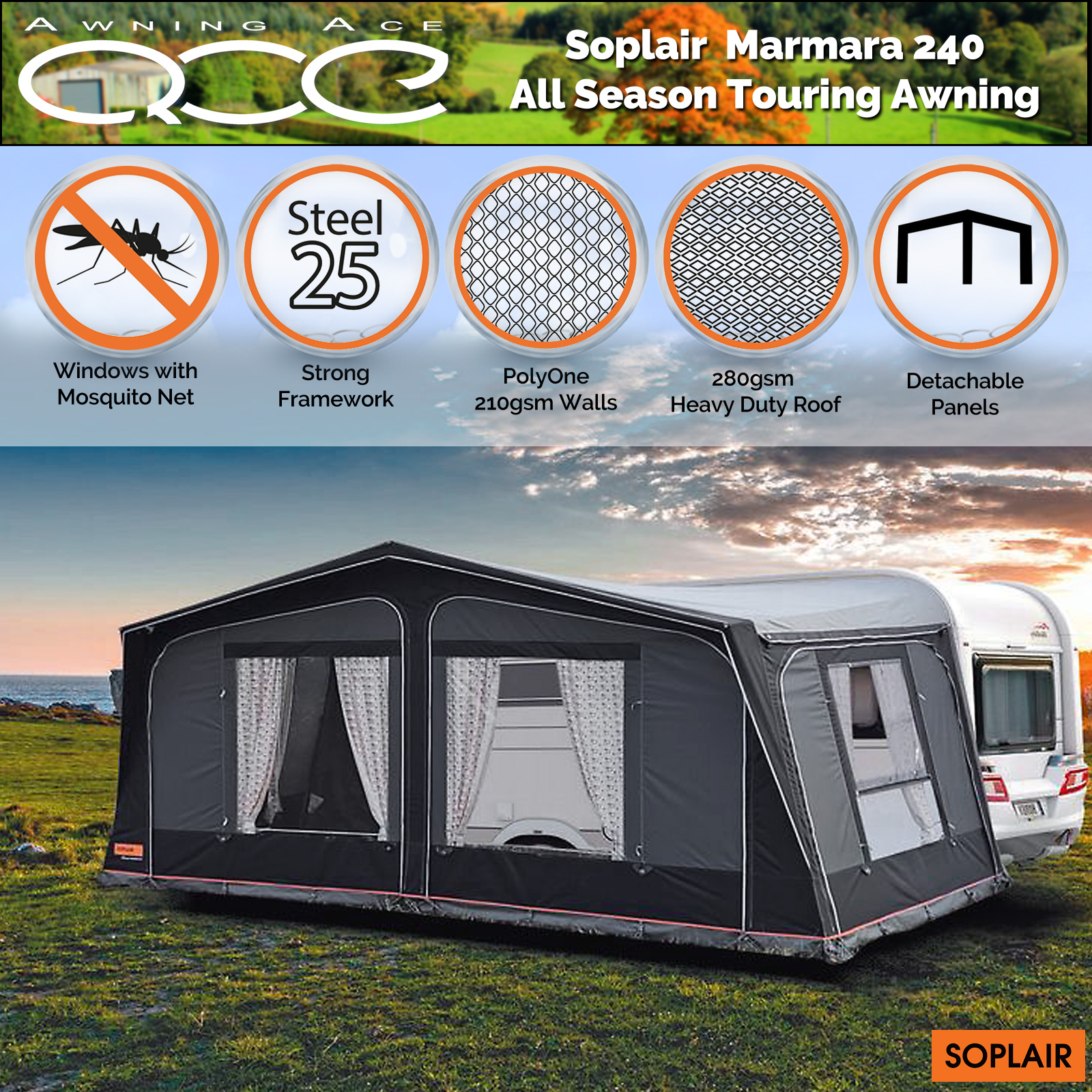 2023 Soplair Marmara Touring Caravan Awning