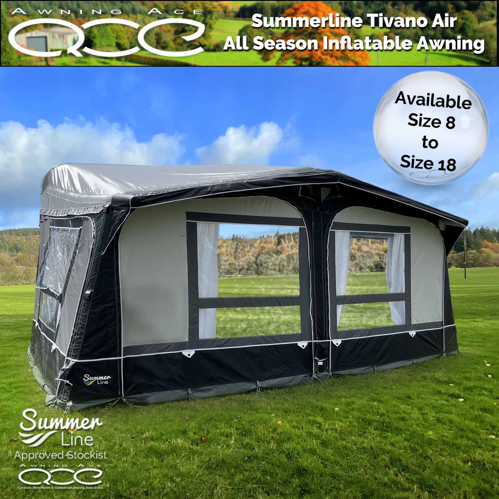 Size 9 (850875cm) All Season Air Inflatable Caravan Awning