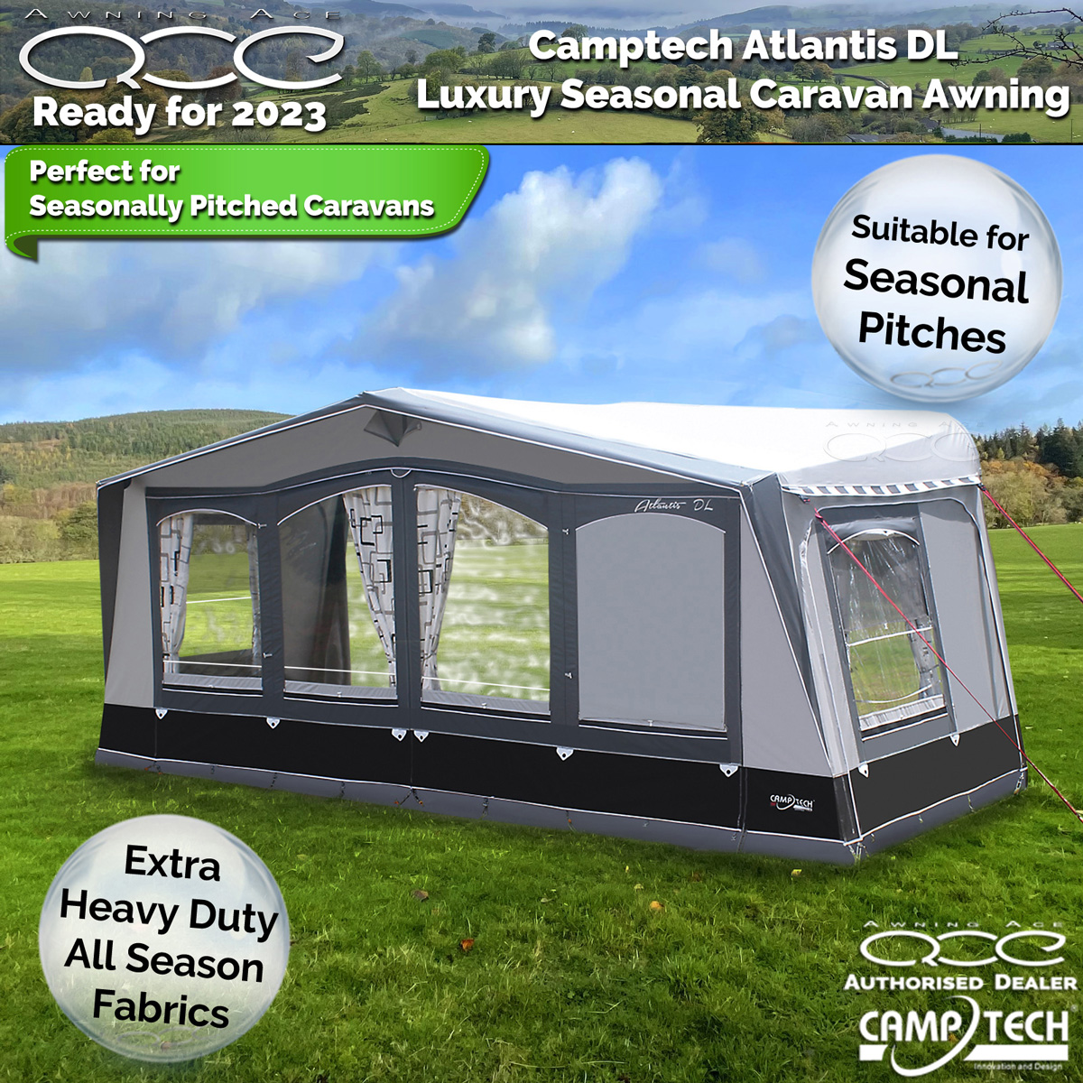 2023 Camptech Atlantis DL All Season Seasonal Pitch Caravan Awning best price