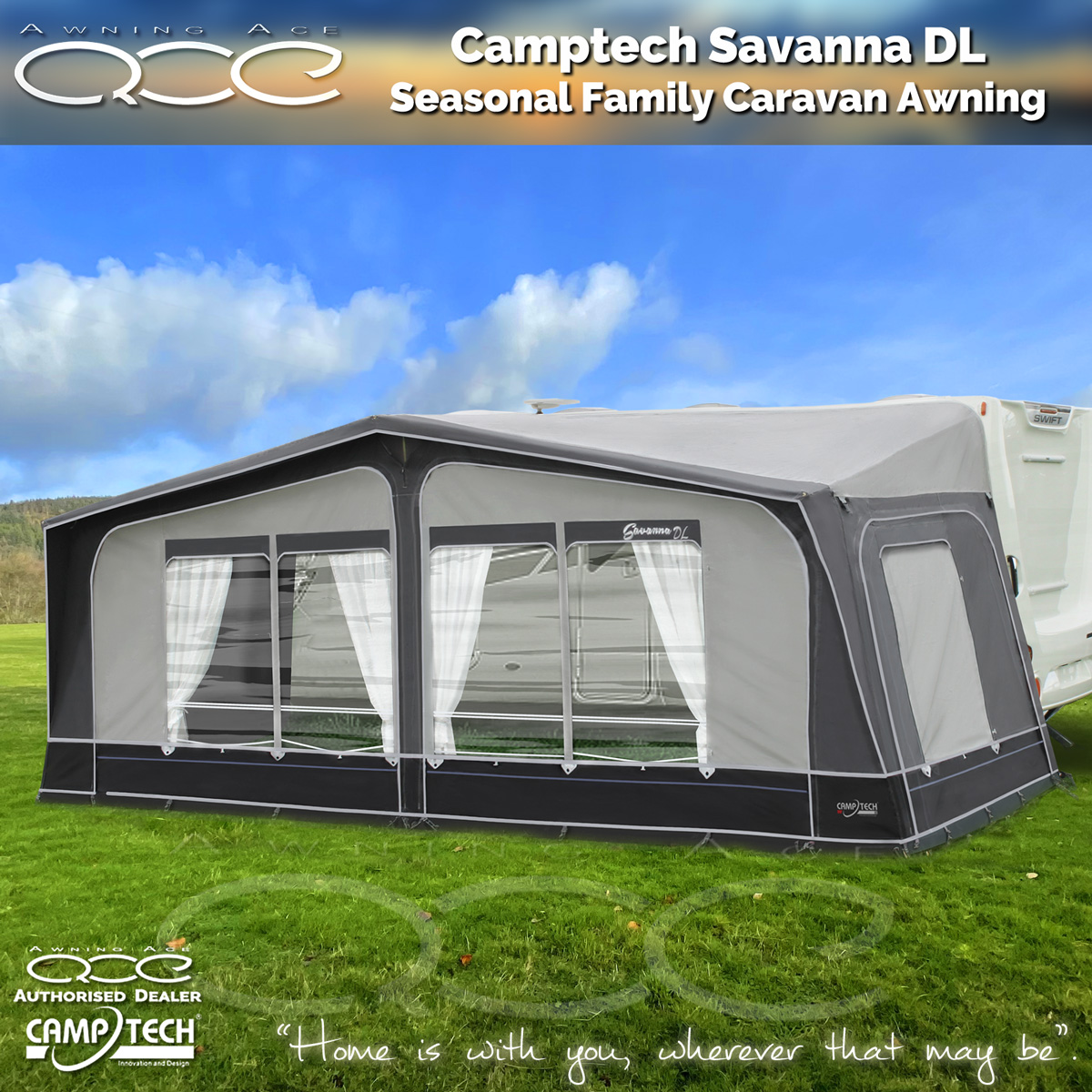 Camptech Savanna DL Caravan Awning Size 10 Fibre Awningace Camptech Savanna DL Caravan Awning Size 10 Fibre Awningace
