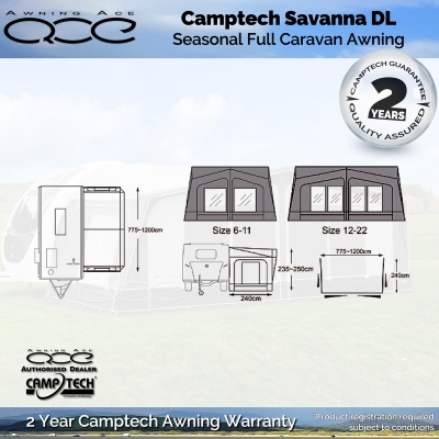 Size 11 (925cm) Camptech Savanna DL Full Seasonal Awning