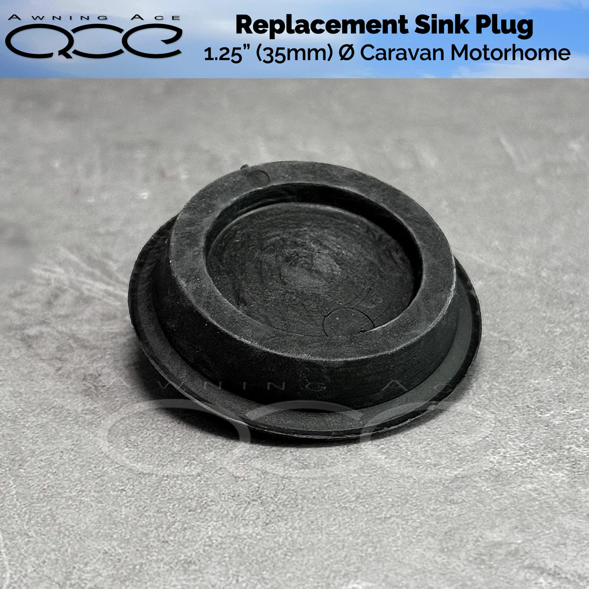 Universal Black Caravan Shower, Sink Replacement Plug - 35mm dia