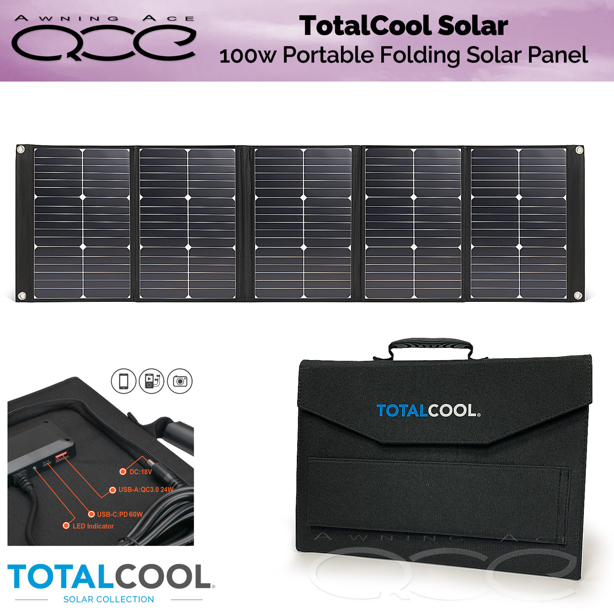 TotalSolar 100w Folding Solar Panel Array