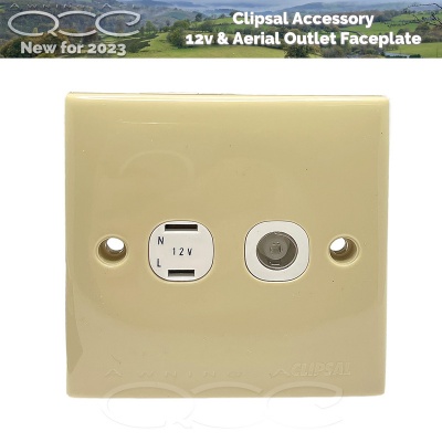 Clipsal 12v and TV Aerial Outlet Socket Caravan