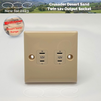 Crusader 12v Twin Outlet Socket Desert Sand Range