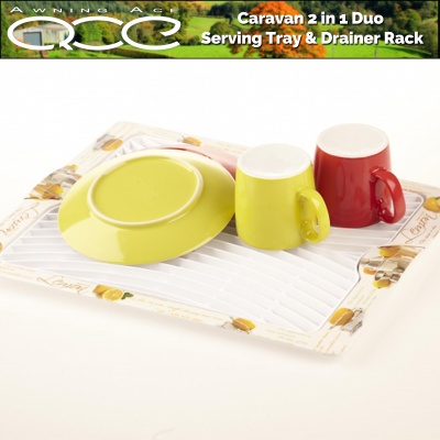 Caravan 13'' Melamine Duo Serving Tray and Drainer Rack