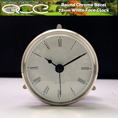Caravan Clock Round 75mm White Face Insertion Type