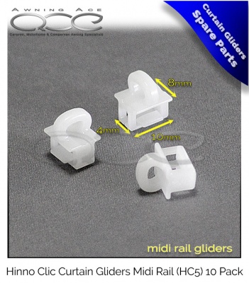 Hinno Clic Curtain Gliders (HC5) for Caravans with Midi 5 Rail System