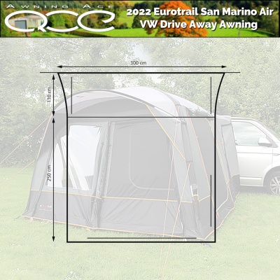 EuroTrail San Marino Air Driveaway Awning VW T4, T5 & Van Conversions 180-210cm