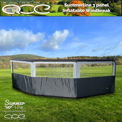 3 Panel Inflatable Air Windbreak - Adjustable from 2.0 - 3.3m Complete with Pump