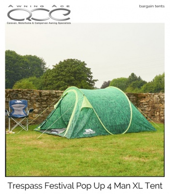 Trespass Festival Pop Up 4 Man XL Tent Used