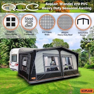 Soplair PVC Coated Luxury Seasonal Caravan Awning