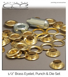 Brass Eyelet Kit Incl. Punch, Die and 15x Rings 1/2'' (12.7mm)