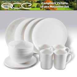Camptech Victoria White Melamine Dinner Set - 16 Piece