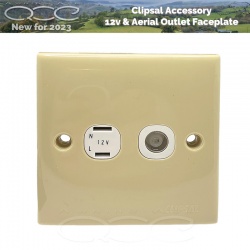 Clipsal 12v and TV Aerial Outlet Socket Caravan