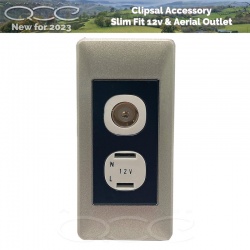 Clipsal Slim Fit 12v TV Aerial Socket Black/Silver