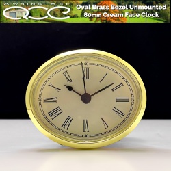 Caravan Clock Oval 80mm Cream Face Insertion Type