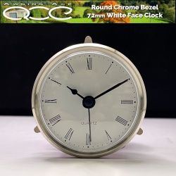 Caravan Clock Round 75mm White Face Insertion Type