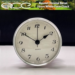 Caravan Clock Round 75mm White Face Insertion Arabic