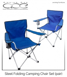 2x Steel Folding Camping Chair Set